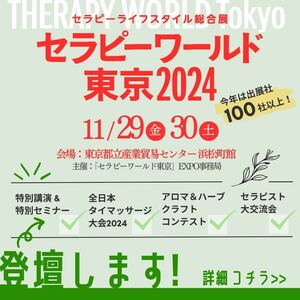 ★【セラピーワールド東京2024】に登壇します！